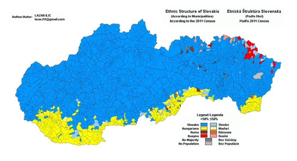 ನಕ್ಷೆ ಸ್ಲೋವಾಕಿಯಾ ಜನಾಂಗೀಯ