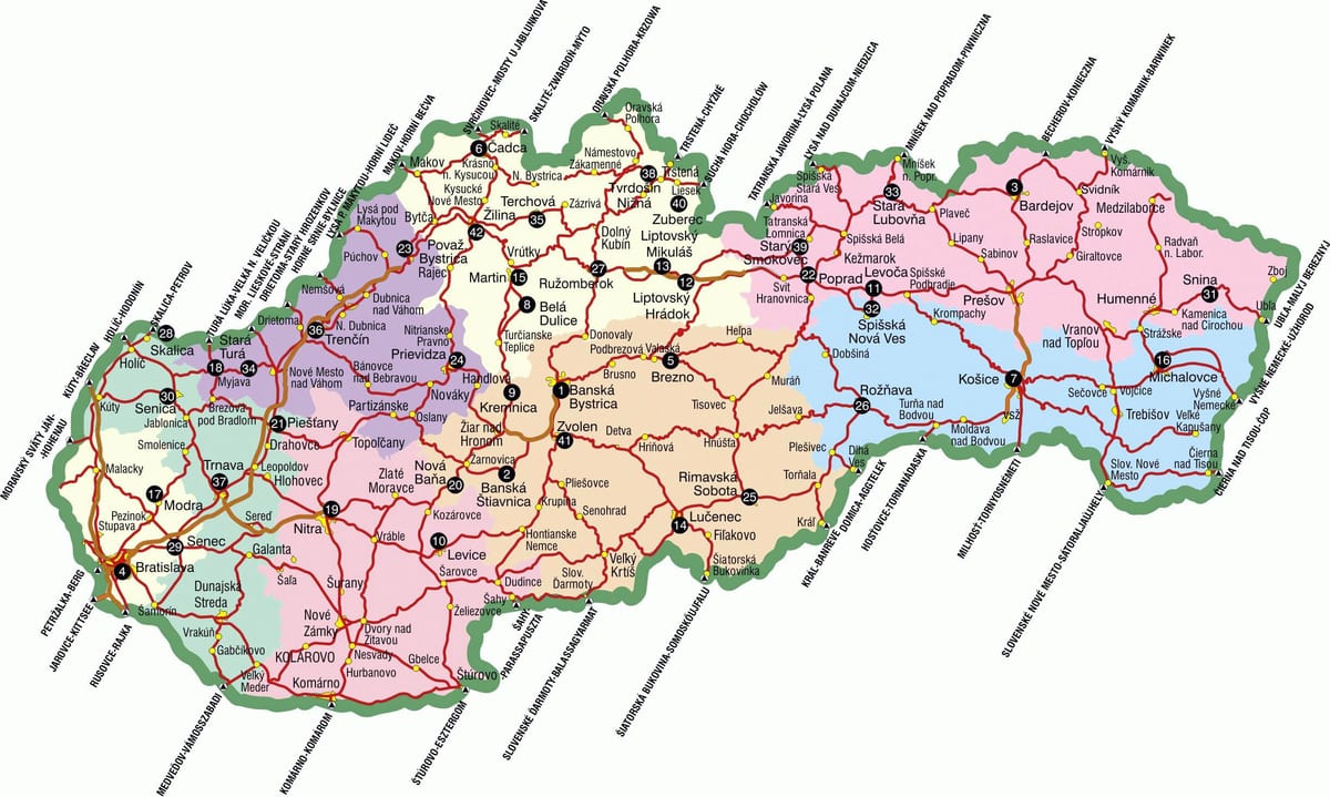 ಸ್ಲೋವಾಕಿಯಾ ಪ್ರವಾಸಿ ಆಕರ್ಷಣೆಗಳು ನಕ್ಷೆ