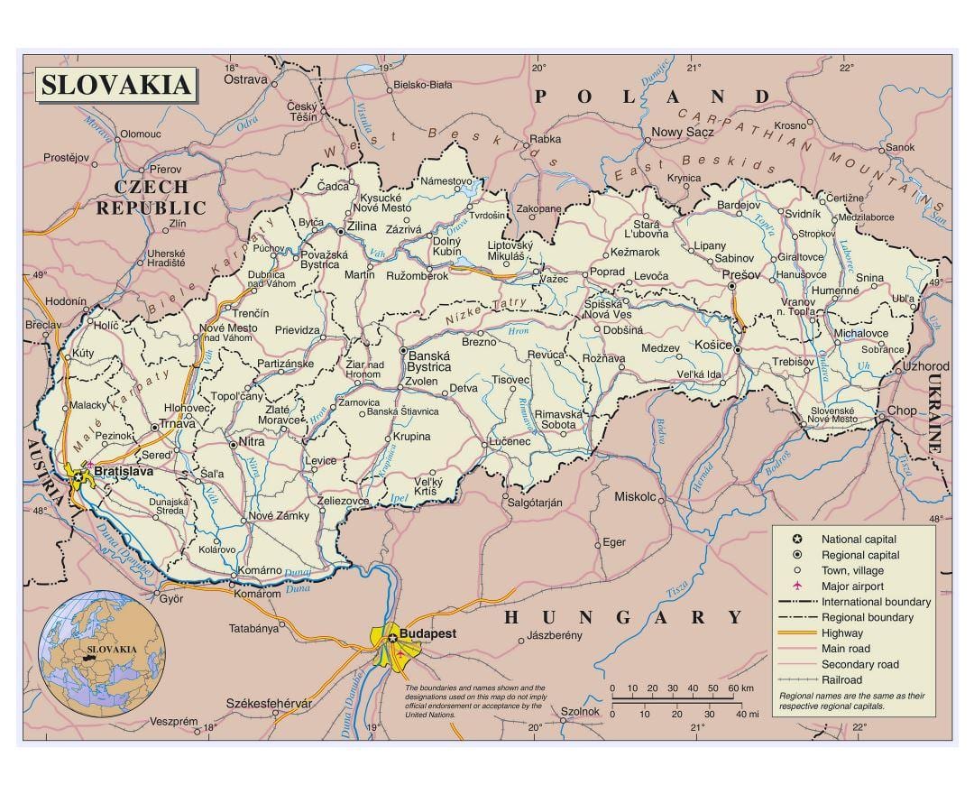 ನಕ್ಷೆ ಸ್ಲೋವಾಕಿಯಾ ರಸ್ತೆ